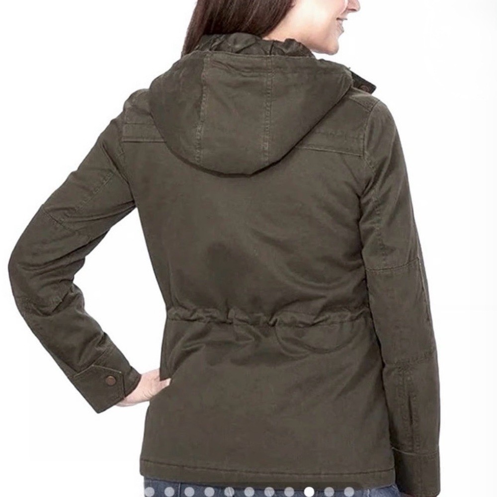 Lucky Brand Women’s Utility Jacket Olive Green Hooded Anorak Coat L - Picture 2 of 13